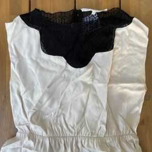 Ulla Johnson Cream Silk Black Lace Cocktail Dress